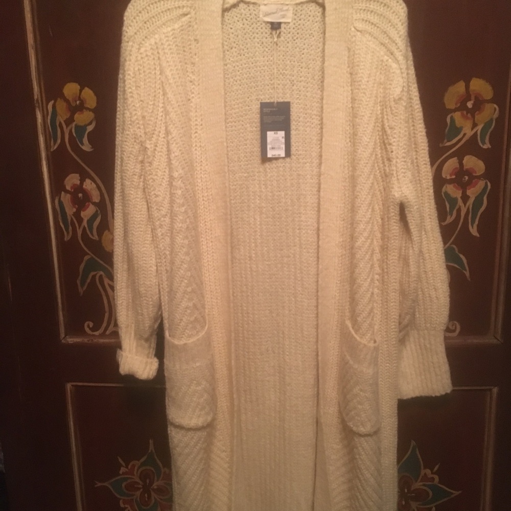 Universal Thread Cream Long Open-Front Cardigan